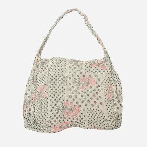 Free People Pink Gray Patchwork Muslin Tote Bag Bohemian Beach Market Sling